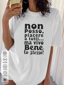 Women's Summer Short Sleeve T-Shirt, Loose Plus Size T-Shirt, Cotton Knit Fabric, Fashion Street Style - White - View 2