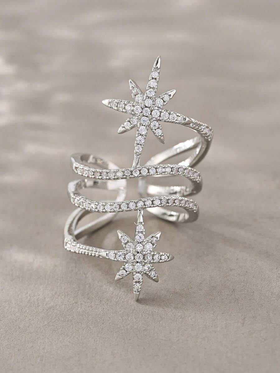 1 buah Cincin Zirkonia Kubik yang Indah, Cocok untuk Wanita, Cocok untuk Pernikahan, Pertunangan, Ulang Tahun, Pesta, Hari Valentine dan Acara Lainnya