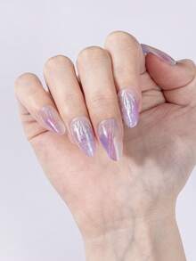 16片马卡龙渐变半固化凝胶美甲贴，烫金闪粉自粘凝胶美甲全贴，易于美甲，沙龙品质，女士居家DIY美甲贴纸。 - 彩色 - 查看 4