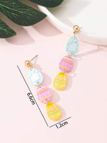 1 Pair Cute Colorful Rabbit, Flower & Easter Egg Design Fashion Jewelry Earrings, Perfect Gift For Holiday Gatherings - Multicolor - View 4