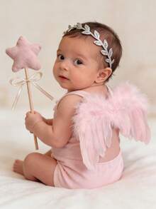 Infant INS Style 100 Days/Full Moon Banquet/Themed Party Photography Props Magic Wand + Angel Wings + Headband 3 Pieces Set White/Pink Optional - Multicolor - View 9