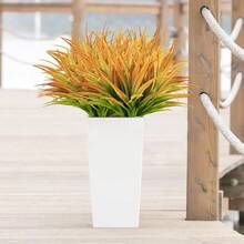 8Pcs Artificial Grass Plant Fake Outdoor Plastic Plants UV Resistant Faux Grasses Greenery Shrubs For Window Box Garden Patio Porch Home Decor Rose Green - Yellow - View 5