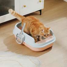 Caja de arena para gatos grande y gruesa a prueba de salpicaduras con pala, suministros para gatos - Unitalla - Ver 2