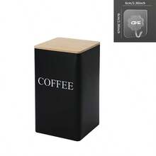 3个黑白储物罐，咖啡、糖和茶叶罐，创意简约风格，密封性好，简单方便，经久耐用，配有防水竹盖，咖啡和红茶储物盒，母亲节和父亲节的完美礼物 - 彩色 - 查看 10