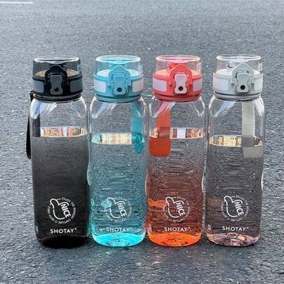 1pc Minimalist Plastic Water Bottle, 730ml Large Capacity Direct Drinking Water Bottle With Tea Strainer And Carrying Strap, Portable Sports Water Bottle