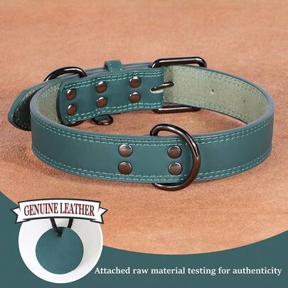 Genuine Leather Texture Solid Color Pet Collar, Suitable For Small, Medium And Large Dogs