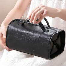 Trousse de maquillage portable 4 en 1 avec 4 compartiments transparents détachables – Trousse cosmétique imperméable et pliable, grande capacité, idéale pour les voyages - Gris - Voir 5