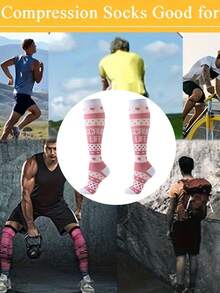 bropite 男女通用压缩袜，1/4/6双装，采用尼龙涤纶混纺针织面料，长筒设计，适合腿部穿着，为健身、瑜伽、普拉提、徒步、跑步、骑行、网球、足球、篮球等运动提供支撑。 - 彩色 - 查看 4