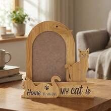 Pet Memorial Photo Frame Adorable 6 Inch Cat Dog Pattern Picture Frame For Cat Lovers Home Office Decor - Plum - View 3