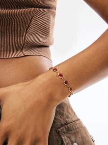 Kryxie 1 Vòng tay trang trí hình trái tim pha lê số lượng ngẫu nhiên, thời trang - Đỏ - Xem 3