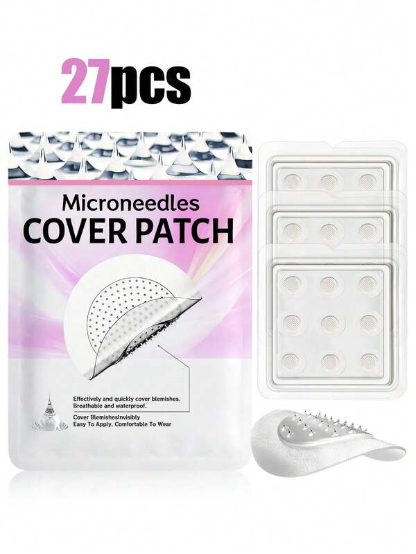 27/18/9pcs Micro-Needle Patches, Containing Hyaluronic Acid, 0.25mm Needle Length, With Pink Plastic Tweezers, Suitable For All Skin Types, Applicable To Face, Forehead, Laugh Lines, Eye Area, Making Skin Smoother, Brighter And More Refined, Facial Care, Eye Patches, Facial Patches, Suitable For Both Men And Women, Facial Massager, Facial Roller, Beauty Accessories, An Ideal Choice For Skincare.