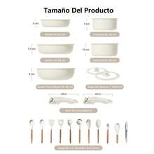 Juego de utensilios de cocina con mango desmontable de 22 piezas, juego de ollas y sartenes antiadherentes, apto para cocina de gas, placa de inducción, placa cerámica eléctrica, cocina de halógeno. (Las ollas y sartenes son aptas para el horno) - Blanco - Ver 12