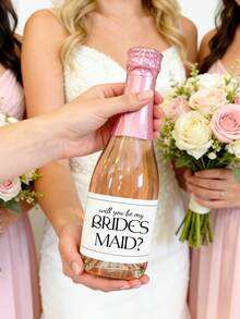 10pcs Customized Mini Champagne Bottle Labels, Printed Bridesmaid Proposal Champagne Label, Customize Photo And Text, Will You Be My Bridesmaid Maid Of Honor Gift Bridesmaid Proposal - Multicolor - View 4