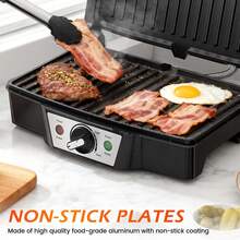 SUPERLEX Bbq Gril Sandwich Maker 1500W, 180° Fully Open Design, Equipped With Non-Stick Cooking Plate, Equipped With Precise Temperature Control System, With Anti-Scalding Handle, Suitable For Making Kitchen Breakfast Sandwiches, Steak, Seafood And Panini - UK Plug(220-240V) - View 12