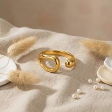 1枚锆石蛇形水滴方形戒指，适合女士日常佩戴 - 不銹鋼戒指 - 查看 24