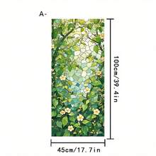 1/2片彩色玻璃窗膜，紫色紫藤和绿色植物静电吸附式隐私保护贴纸，无需胶水，适用于浴室卧室复古家居装饰，春季艺术贴纸 - 彩色 - 查看 14