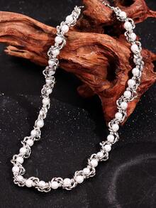 1pc Fashionable Personalized Punk Chic Luxury Versatile Streetwear Pearl Geometric Beaded Necklace, Suitable For Men's Daily Wear, Festivals And Parties - Multicolor - View 5