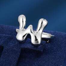 1pc Minimalist Letter Design Adjustable Open Ring For Women - Multicolor - View 16