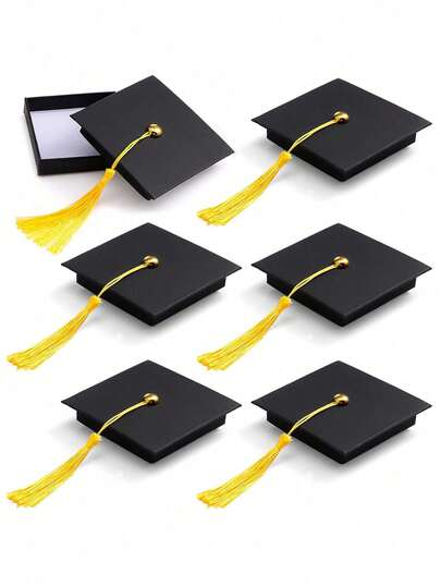 1pc Graduation Jewelry Gift Box, Graduation Souvenir Hard Gift Box, Jewelry Gift Packaging Paper Box, Graduation Gift Box, Graduation Cap Card Box, Black Gift Card Box Graduation Cap, Graduation Gift Box With Tassel, DIY Decorate Graduation Gift Box