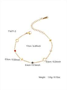 TONSI 1件时尚奢华复古风18K镀金不锈钢彩色水晶手链，适合女性日常佩戴、派对和节日场合。 - 金色 - 查看 7