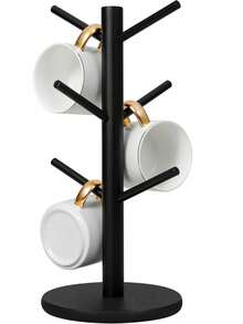 Soporte decorativo en forma de árbol con 6 ganchos para tazas de café negras - Negro - Ver 13