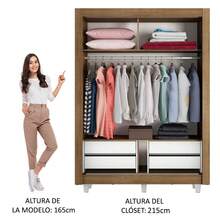 Ropero Closet Madesa Dalas Plus 2 Puertas Con Pies Color Marrón y Blanco - Marrón y Blanco - Ver 4