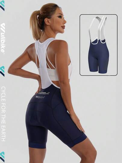 Wulibike Women's Cycling Bib Shorts With Padded Cycling Shorts, Women's Bicycle Shorts With Padded 4D Cycling Pants With Mesh Pockets