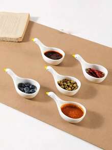 2pcs Swan Shaped Ceramic Sauce Dishes, Embossed Soy Sauce Vinegar Dipping Plates, Small Condiment Dishes For Home Use - White - View 4