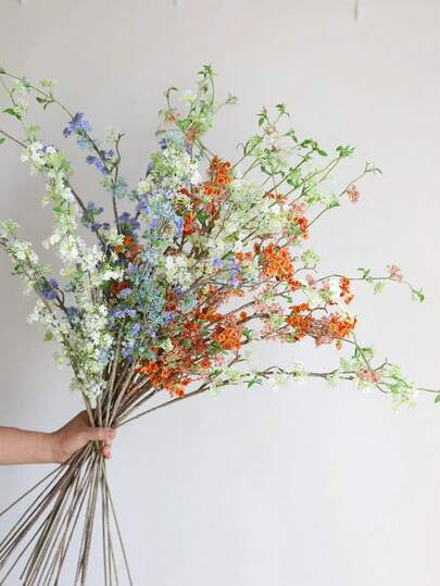 40.9 Inch Artificial White Willow Sakura Flower Branch, Small Fake Flower Bouquet Suitable For Wedding Bridal Bouquet, Party, Home Kitchen Center Decor, Garden Decor, Outdoor Plants, Gardening, Spring Summer Decor, Valentine's Day, Graduation Gift, Home Decor, Back To School Decor