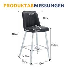 Taburetes de bar - Negro + Plata + Metal + Cuero PU + Juego de 2 - Ver 4