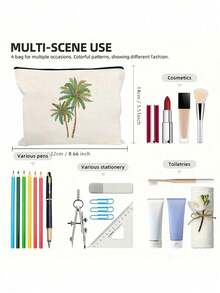 Borsa cosmetica riutilizzabile con stampa di palme di cocco, leggera, con cerniera per il trucco e gli accessori da toeletta, pratica pochette portamonete, borsa da toeletta con stampa di gelsi, accessorio da viaggio, adatta per lo shopping, regalo ideale per Pasqua, Festa della Mamma, Festa dell'Indipendenza, Matrimonio, Laurea - Multicolore - Visualizzare 10