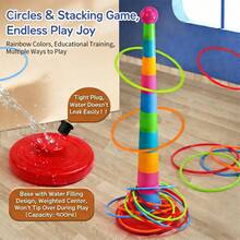 10-Layer Kids Throwing Ring Toss Game, Thickened Waterproof Rings, Sturdy Weighted Base, Stacking Ring Toss Toy, Parent-Child Interactive Gift - Multicolor - View 3