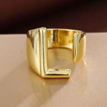 1pc Minimalist Plain Letter Design Adjustable Open Ring For Women - Multicolor - View 39