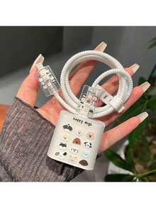 1个动物造型数据线保护套，兼容 17充电器，兼容充电器绕线器，40W快充头，防断裂绕线器，男女朋友礼物，数据线保护套，兼容苹果20W 14 Pro Max充电线，防断裂，13W快充，15/12手机壳 - 彩色 - 查看 7