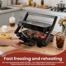 SUPERLEX Bbq Gril Sandwich Maker 1500W, 180° Fully Open Design, Equipped With Non-Stick Cooking Plate, Equipped With Precise Temperature Control System, With Anti-Scalding Handle, Suitable For Making Kitchen Breakfast Sandwiches, Steak, Seafood And Panini - UK Plug(220-240V) - View 8