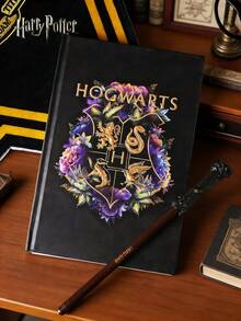 1PC WB Officially Licensed Harry Potter Hogwarts Journal With Ballpoint Wand Pen – Authentic Magic Diary For Study Christmas Gift Fan Decor - Black - View 2