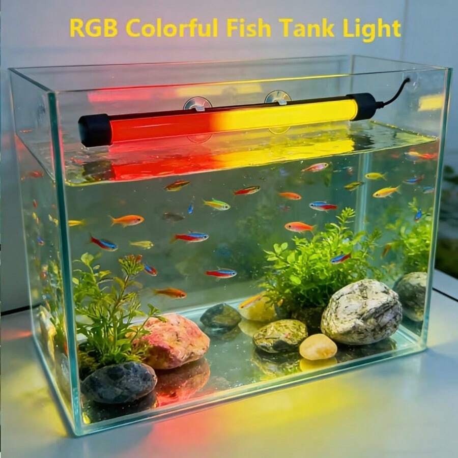 1支LED鱼缸灯，20/30/40厘米氛围鱼缸灯管，USB照明设备，功能多样，有利于鱼类生长，多种照明模式，适用于中小型室内水族箱壁安装，防水，泳池照明