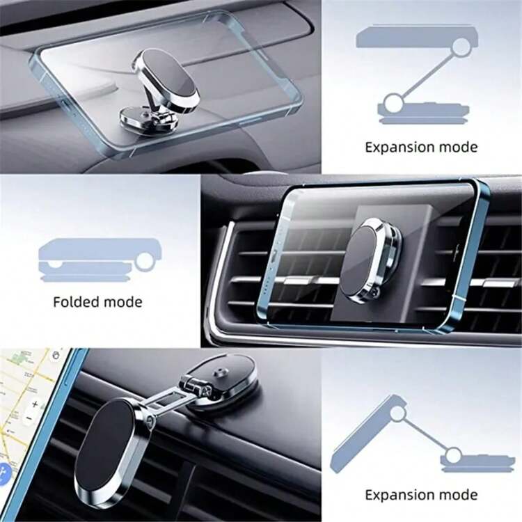 Soporte magnético para teléfono de coche 1080, soporte magnético para teléfono inteligente, GPS, soporte plegable para teléfono en coche para 14, 13, 12, 11,, YLAM - A - Añade 4