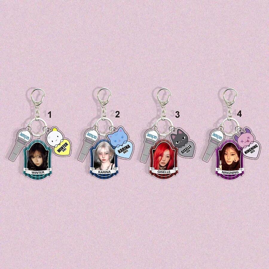 AES/PA Merchandise Keychain Pendant, Featuring Xiao Zha, Kim Min-Geun, Liu Zhi-Min, GISELLE, Ning Yizhuo, Shu Bao Keychain - Multicolor - View 1