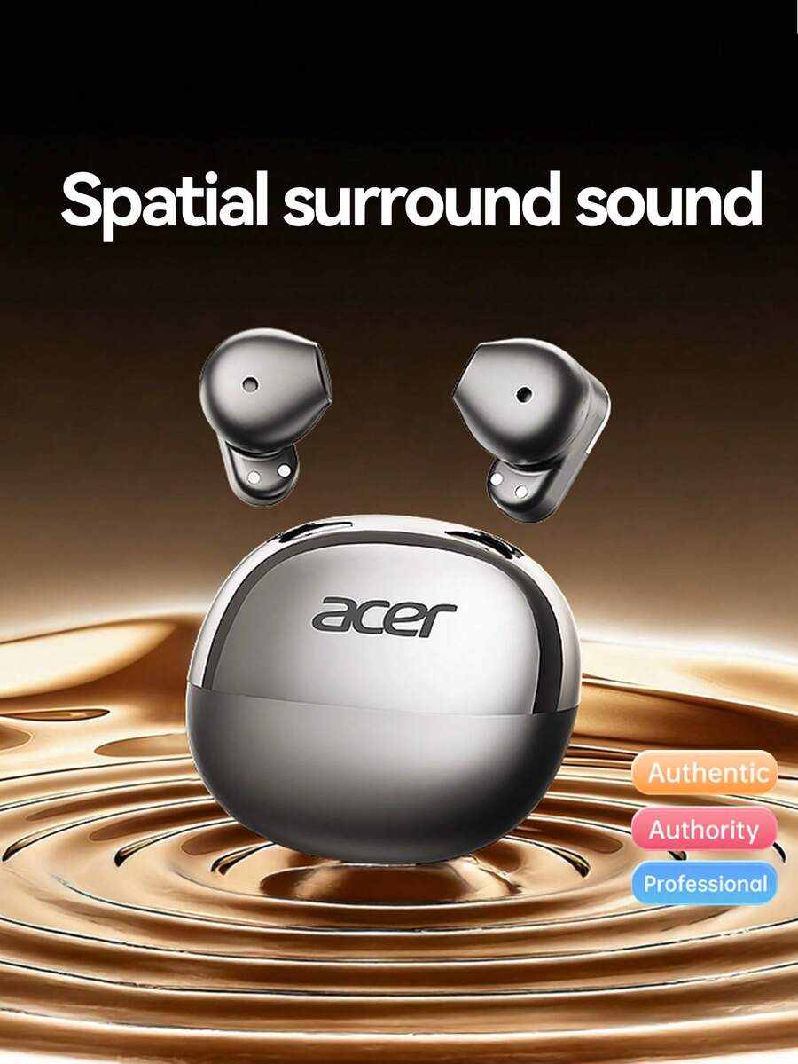 Headphone Nirkabel Semi-In-Ear Acer OHR628 dengan Peredam Kebisingan Panggilan, Nyaman Dipakai, Nirkabel 6.0, Kualitas Suara High-Fidelity, Cocok untuk Olahraga, Belajar, Bisnis, Kompatibel dengan Smartphone, Tablet, dan Laptop