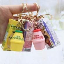 1pc Simulation Icy Milk Pendant Set | Banana/Strawberry Milk Carton Keychain Bag Charm - Multicolor - View 2