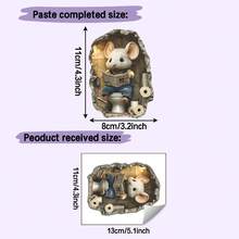 Mouse Reading Newspaper In Mouse Hole Sticker - Mouse Hole 3D Wall Decal, Kids Room, Classroom, Home, Bedroom, Livingroom, Bookcase - YT037 - View 6