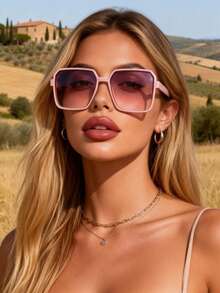 1副豹纹塑料几何全框百搭女士时尚眼镜，适合假日礼物、户外旅行、街头摄影、热带海滩度假、音乐节、嘉年华等场合，是美学外出装扮、约会穿搭的时尚配饰，适合所有脸型。 - 彩色 - 查看 5