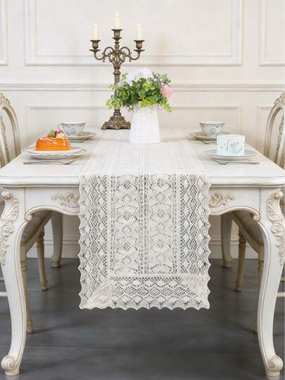 HXARTMIS 1 pieza Camino de mesa de encaje de ganchillo bohemio, mantel de encaje floral beige vintage bohemio, cubierta de mesa, mantel rectangular, decoración central moderna, decoración minimalista, decoración central, camino de mesa moderno, mantel de cocina de plástico