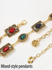 1件装女士腰带，新娘腰链，优雅闪亮波西米亚风彩色宝石纹理腰链，搭配连衣裙、礼服、婚礼、派对、节日秋季、万圣节 - A - 查看 7