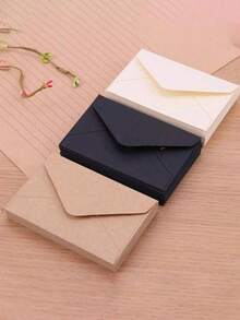 20-30pcs Vintage Square Mini Envelopes, Fresh Kraft Paper Envelopes, Small Cards, Ins Style, White & Black, Simple - Multicolor - View 1