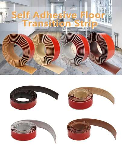 1 pieza Tira de transición de borde de piso con adhesivo de grano de madera con estilo, tira divisora plana de piso, tira de junta de umbral de presión, tira decorativa de línea de presión de brecha de piso, pegatina de umbral, fácil de instalar, con un diseño de madera realista mate, ideal para sala de estar y decoración de brecha de puerta