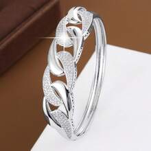 1件个性化宽链设计立方氧化锆镶嵌女士时尚手链 - 彩色 - 查看 8