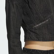 Adidas Originals 女士牛仔夹克，休闲短款运动牛仔夹克 KH1185 - 黑色 - 查看 5