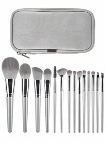 14 Travel Makeup Brush Sets-Basic Foundation Powder Concealer, Eye Shadow, Blush Makeup Brush With Travel Makeup Box. - Multicolor - View 14